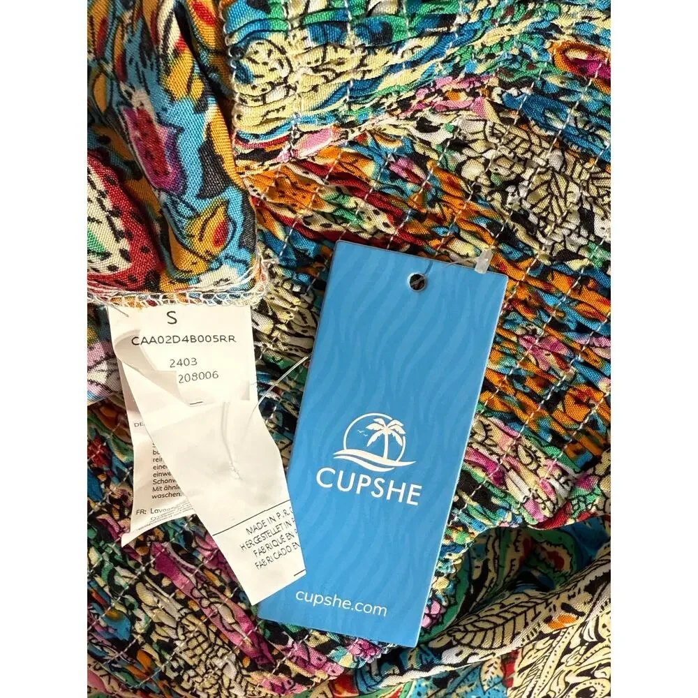 Cupshe Boho Floral Smocked Waist Tapered Leg Cover-Up Pants, Women's Size S - Picture 8 of 8
